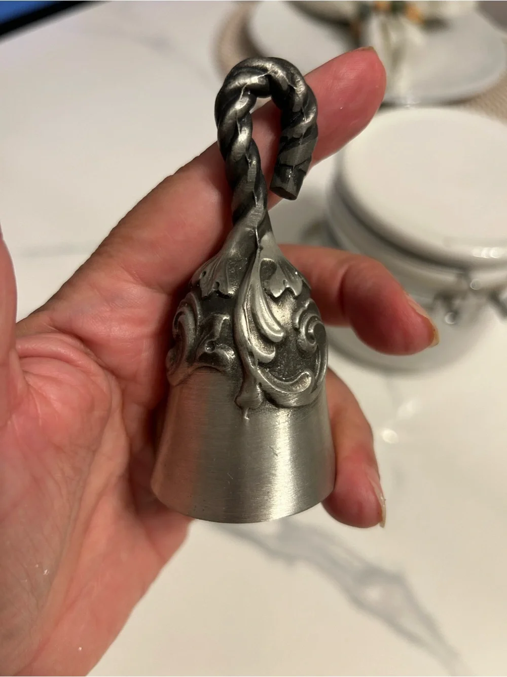 Vintage Antique Pewter Bell 4”